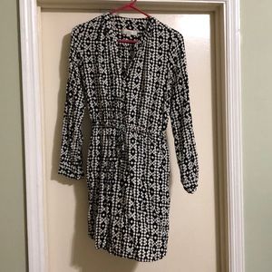 Long sleeve black and white dress